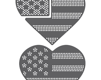 Magnetic Rhinestone Template(s) - AMERICAN FLAG HEART 8" - Red, White & Blue