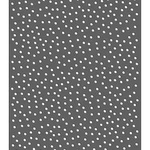 May include: A gray sheet of metal with a pattern of evenly spaced white circles.