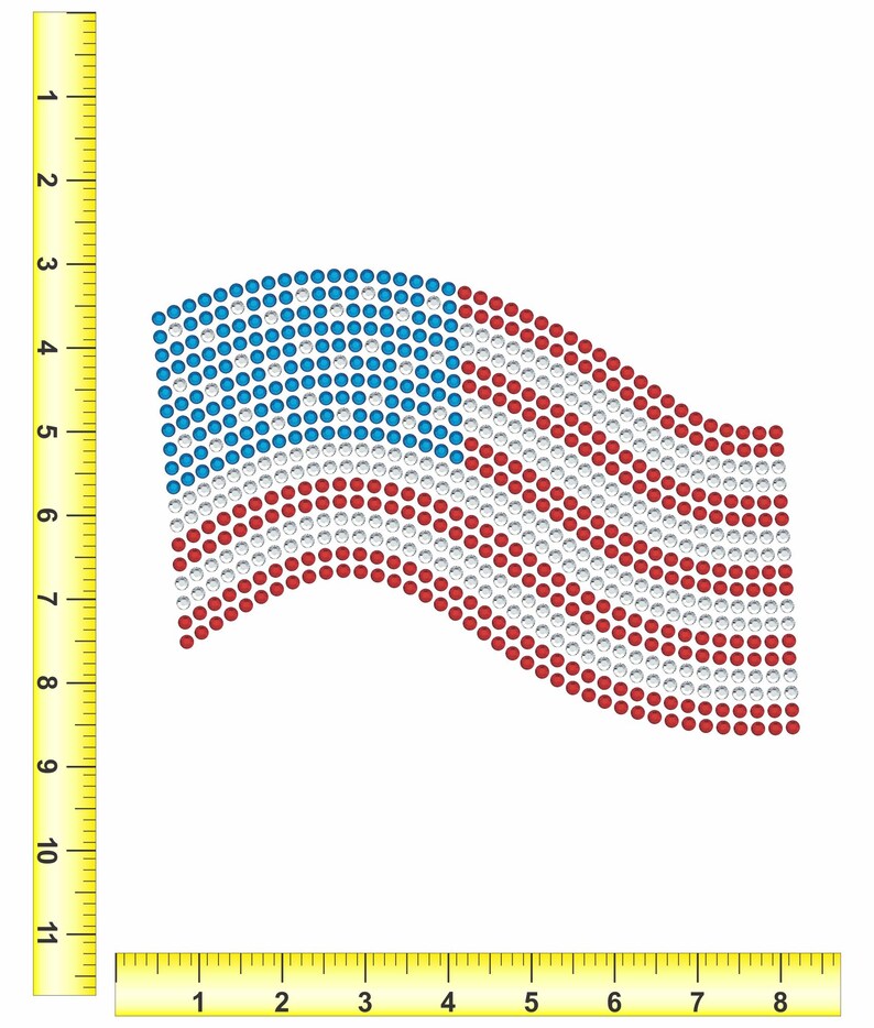 Magnetic Rhinestone Template -WAVING FLAG 8