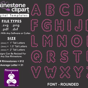 Pink Font Rhinestone Rhinestone Clipart - FONT - ROUNDED - Rhinestone Template Cut File ...