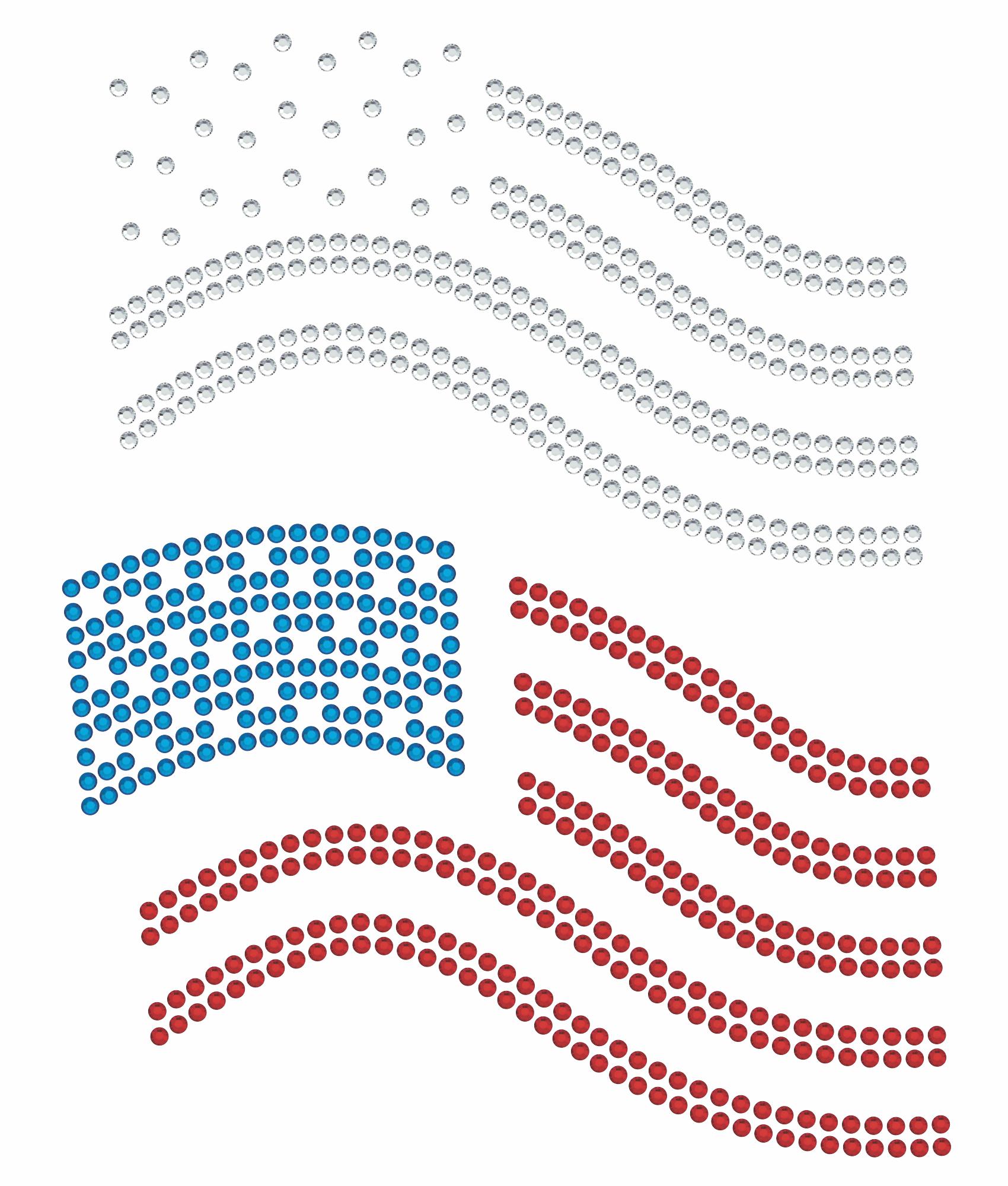 Magnetic Rhinestone Template -WAVING FLAG 8