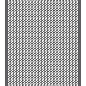 May include: A gray metal sheet with a repeating pattern of small, round holes.