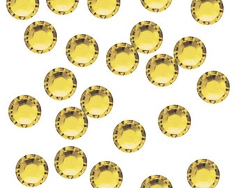 Gold (Light Topaz) HotFix Iron On Glass Rhinestones AAA Grade Korean. Size = ss10 / 3mm