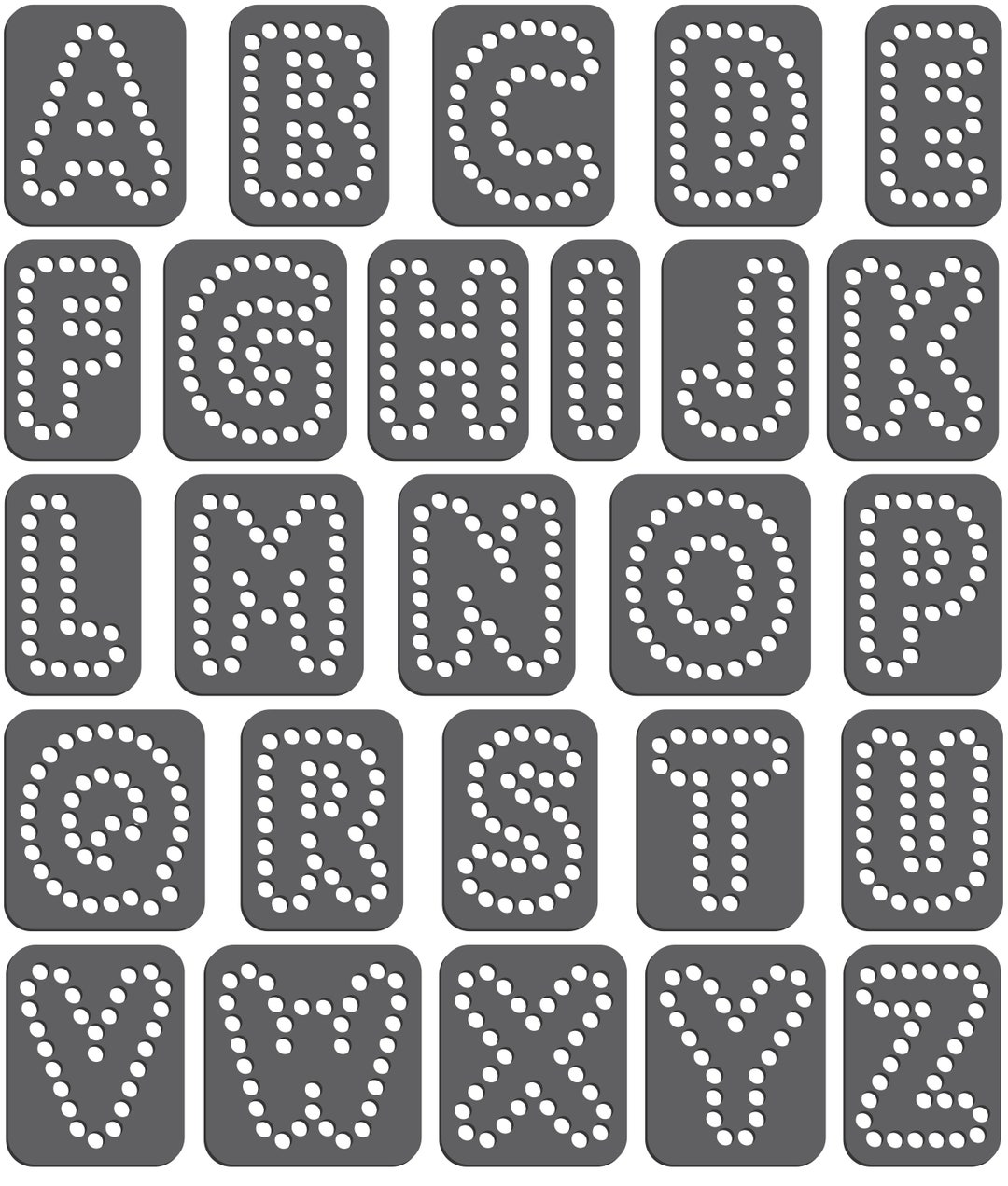 Magnetic Rhinestone Template Set - FONT - ROUNDED 1.5