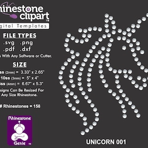 Rhinestone Clipart - UNICORN - Rhinestone Template Cut File Digital Download