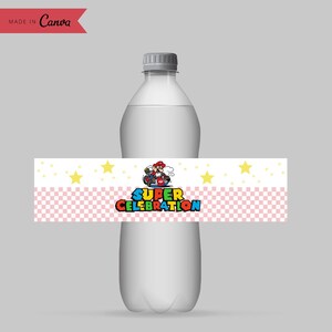 Mario Kart partij fles etiketten Super Mario fles etiketten Mario Bros uitnodiging digitale Mario uitnodigen Canva verjaardag sjabloon Instant Download