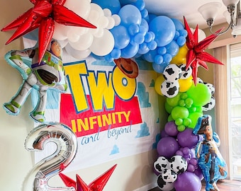 DIY TWO Infinity Balloon Garland Kit Toy Story Birthday Balloon Arch DIY Balloon Kit Buzz Lightyear Decoration 2nd Birthday Balloon