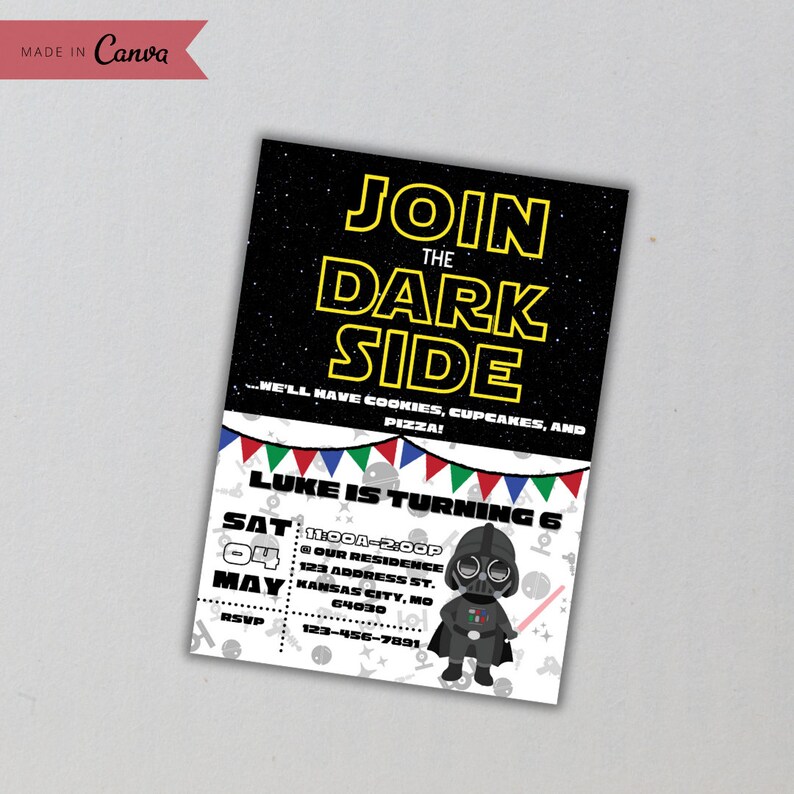 Kids Star Wars Birthday Invitation Template Printable Kids - Etsy