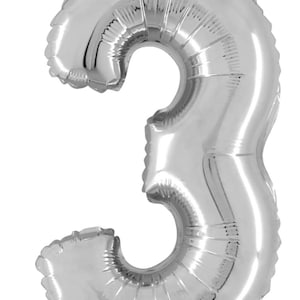 Number Three Balloon Birthday Number Silver Balloon Foil Balloon Kit Birthday Party Party Decoration Large Number Balloon