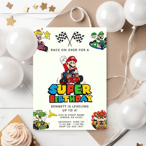 Super Mario Geburtstagseinladung | Super Mario Bros Sofortiger Download | Super Brüder Junge einladen | Mario Kart | Druckbare Geburtstagseinladung
