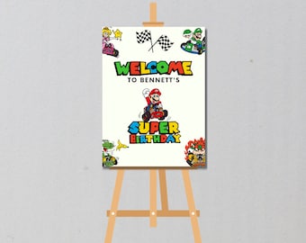 Mario Bros Welcome Sign Welcome Poster Printable Super Mario Bros Welcome Sign Welcome Sign For Party, DIGITAL FILE - Party Supplies