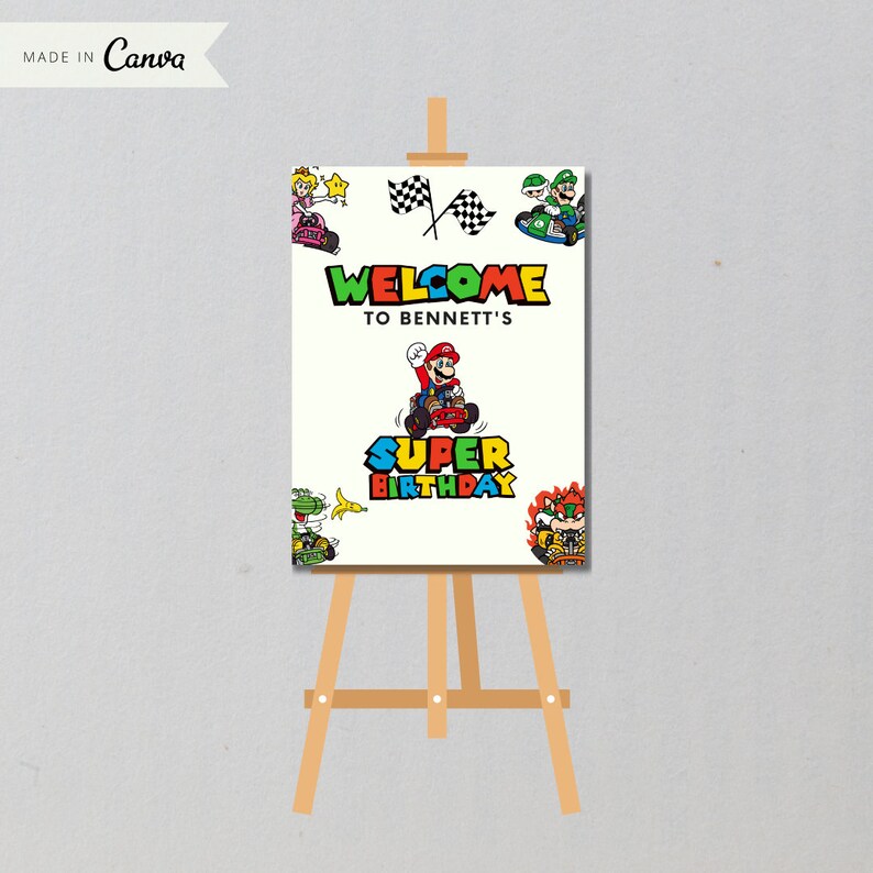 Mario Bros Welcome Sign, Birthday Party Poster (digital File) - Etsy ...