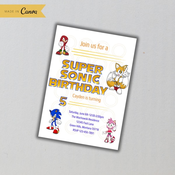 Sonic the hedgehog and tails birthday invitation - Etsy Österreich