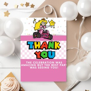 Księżniczka Peach Urodziny Zaproszenie Super Mario Księżniczka Zaproszenie Księżniczka Impreza Super Mario Dziewczyna Urodziny Super Mario Bros Podziękowanie Karta