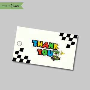 Edytowalny tag podziękowania Mario Bros Cyfrowy tag upominkowy Super Brothers Boy Tag podziękowania dla gry wideo Szablon edytowalnego tagu podziękowania Yoshi