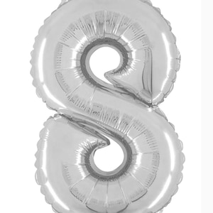 Number Eight Balloon Birthday Number Silver Balloon Foil Balloon Kit Birthday Party Party Decoration Large Number Balloon