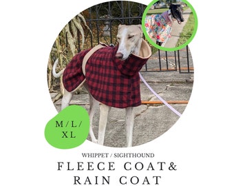 M/L/XL Whippet Fleece Coat / Rain Coat PDF Sewing Pattern / Sighthound / Dog, Velcro