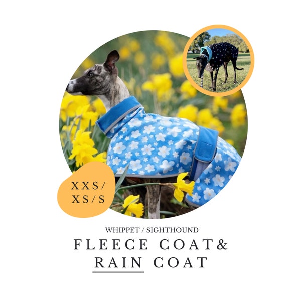 XXS/XS/S Whippet Fleece Coat / Manteau de pluie PDF Patron de couture / Lévrier / Chien, Velcro