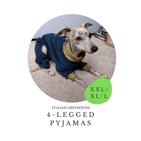 L / XL / XXL Italian Greyhound Pyjamas 4-leg / Dog Onesie / PDF Sewing Pattern, Iggy / Dog