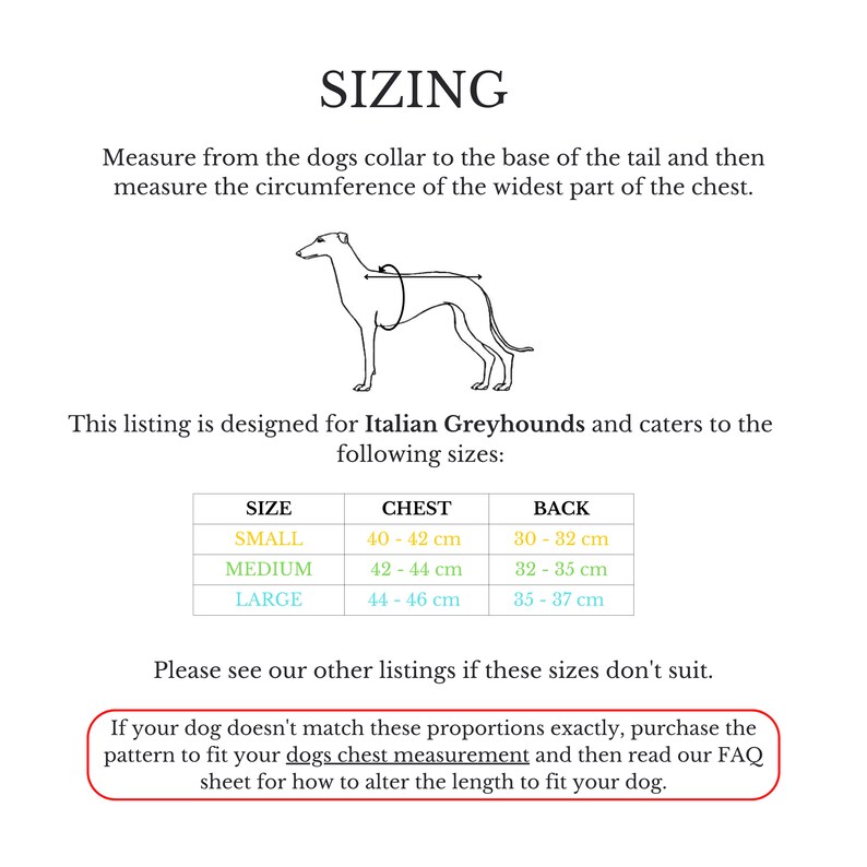 Italian Pattern Sizing Italian Greyhound Turtle Neck T-shirt Sewing Pattern PDF – S/M/L Sizes ...