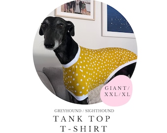 XL/XXL/Giant Greyhound Tank Top Tshirt/ PDF Sewing Pattern, Sighthound / Dog