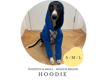 S/M/L Whippet Hoodie / Dog Jumper / Small Medium Breed / PDF Sewing Pattern, Sighthound / Dog