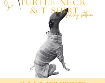 Whippet Turtle Neck T-Shirt Sewing Pattern PDF – S/M/L Sizes – Whippet & Sighthound Dog Clothes – Digital Download