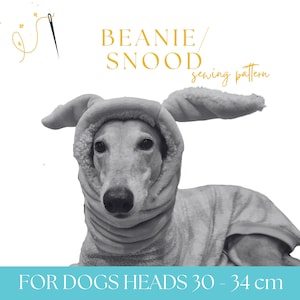 Dog Beanie, Snood and Head Warmer, Instant Download PDF Sewing Pattern - Size XXS and XS for Greyhound / Whippet / Sighthound