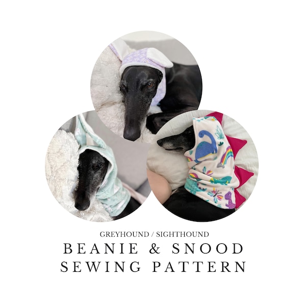 S / M Dog Beanie / Snood / Head Neck Warmer PDF Sewing Pattern / Greyhound / Whippet / Sighthound