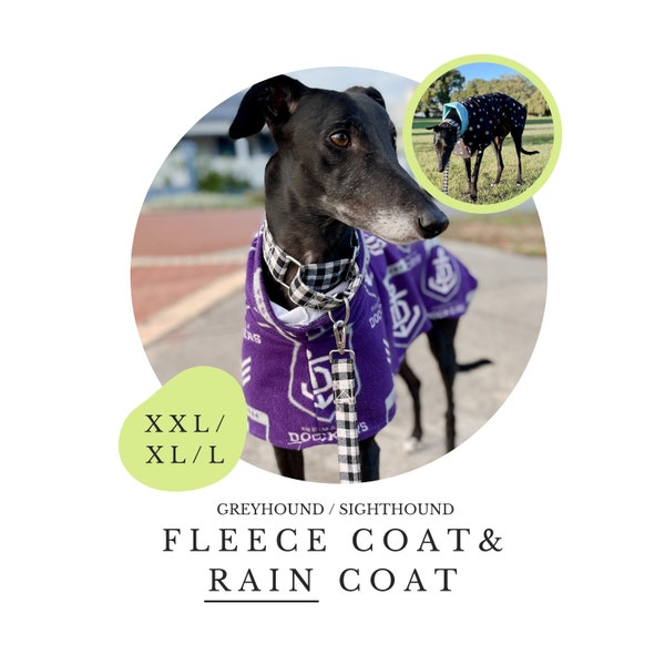 L/XL/XXL Greyhound Fleece Coat / Rain Coat PDF Sewing Pattern, Sighthound / Dog, Velcro