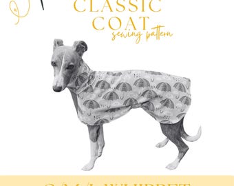 Whippet Classic, Simple Coat Sewing Pattern PDF – S/M/L Sizes – Sighthound House Coat, Rain Coat – Printable DIY Pet Apparel