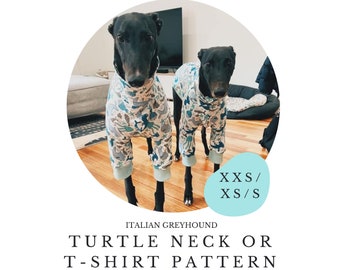 XXS/XS/S Italian Greyhound Turtle Neck / Tshirt PDF Sewing Pattern / Iggy / Dog