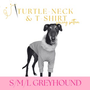 Naaipatroon windhond T-shirt met col (pdf) – maten S/M/L – Whippet- en windhondkleding – digitale download