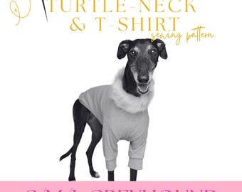 Greyhound Turtle Neck T-Shirt Sewing Pattern PDF – S/M/L Sizes – Whippet & Sighthound Dog Clothes – Digital Download