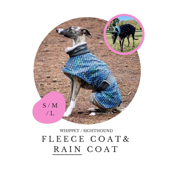 S/M/L Whippet Fleece Coat / Rain Coat PDF Sewing Pattern / Sighthound / Dog, Velcro