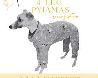Whippet Pyjamas 4-Leg Onesie Sewing Pattern PDF – S/M/L Sizes – Sighthound Dog Pajamas – Printable DIY Pet Clothes