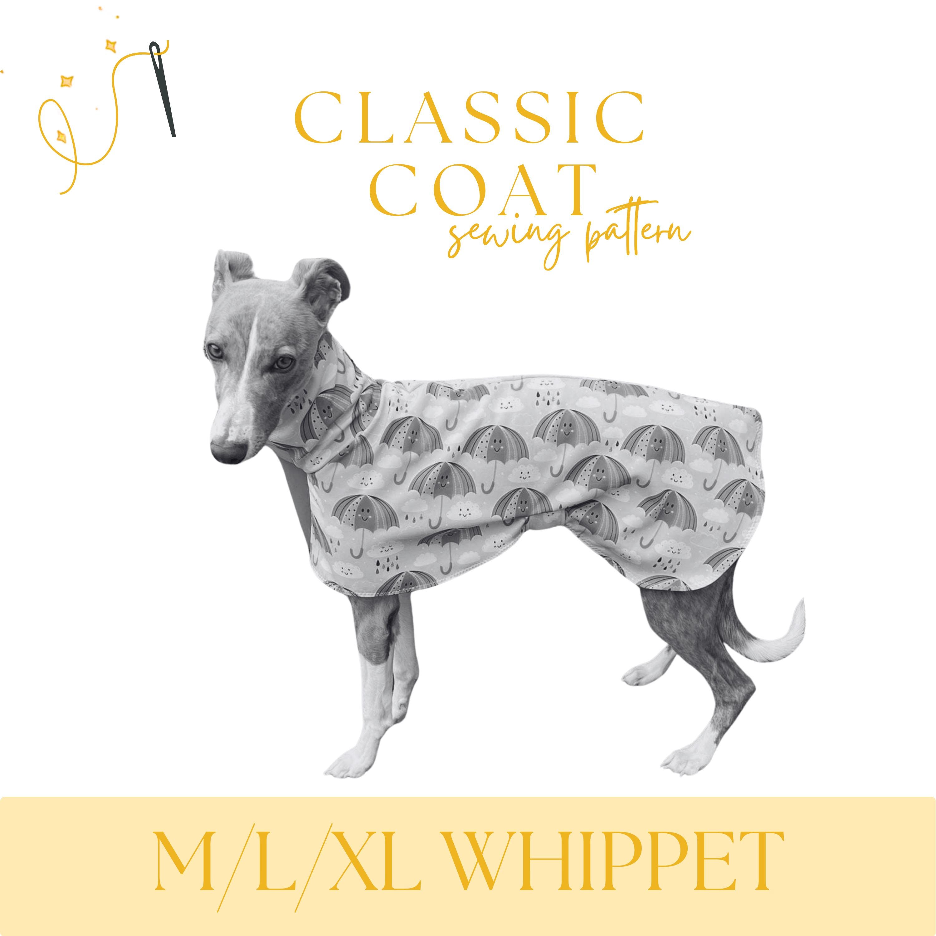 Whippet Classic, Simple Coat Sewing Pattern PDF – M/L/XL Sizes – Sighthound House Coat, Rain Coat – Printable DIY Pet Apparel