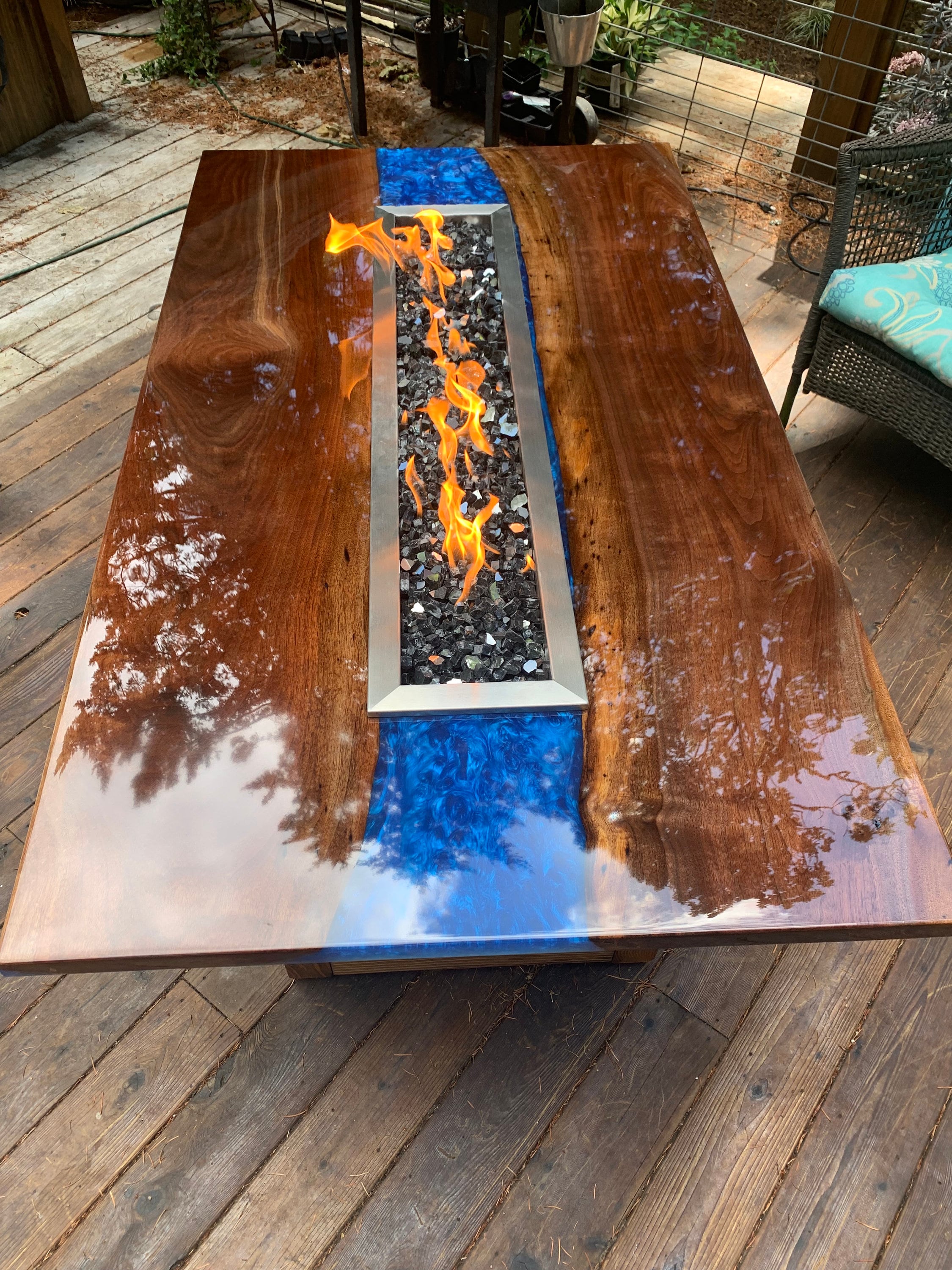 Epoxy River Propane Fire Pit Table Etsy