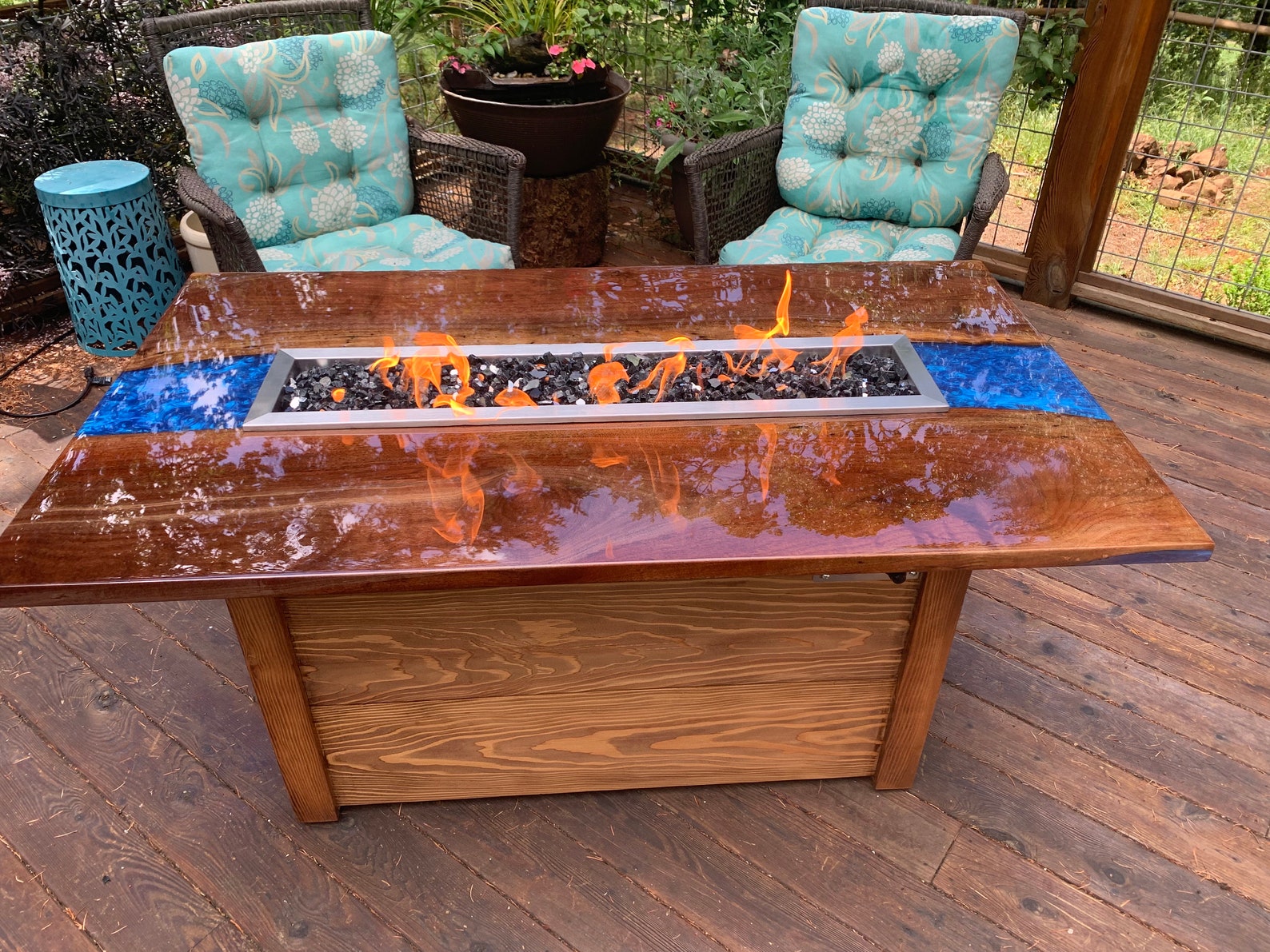 Epoxy River Propane Fire Pit Table Etsy