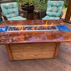 Epoxy river propane fire pit table