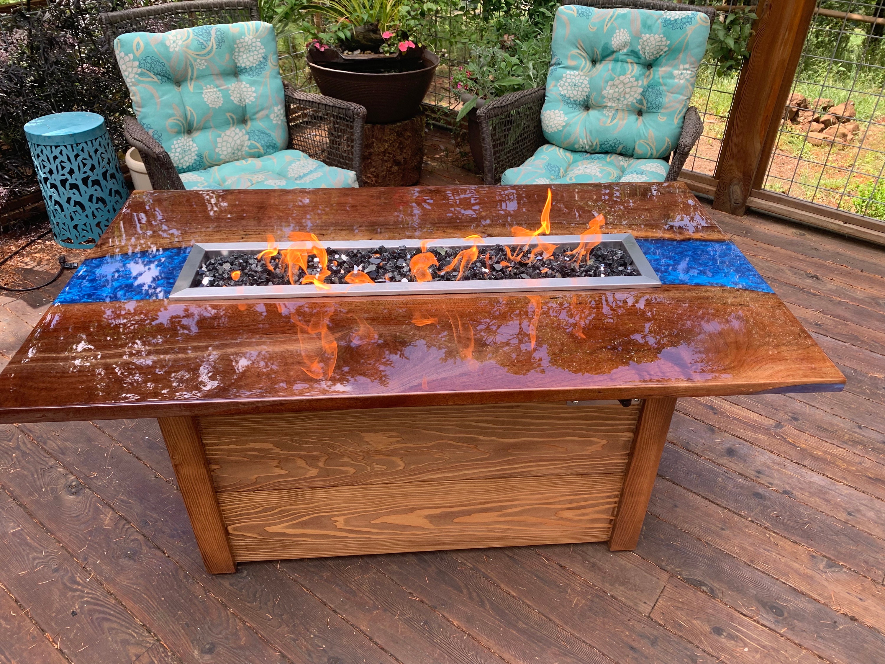 Epoxy River Propane Fire Pit Table Etsy UK