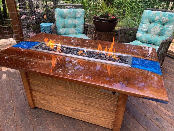 Upstart Epoxy - How cool is this table with a built-in fire pit