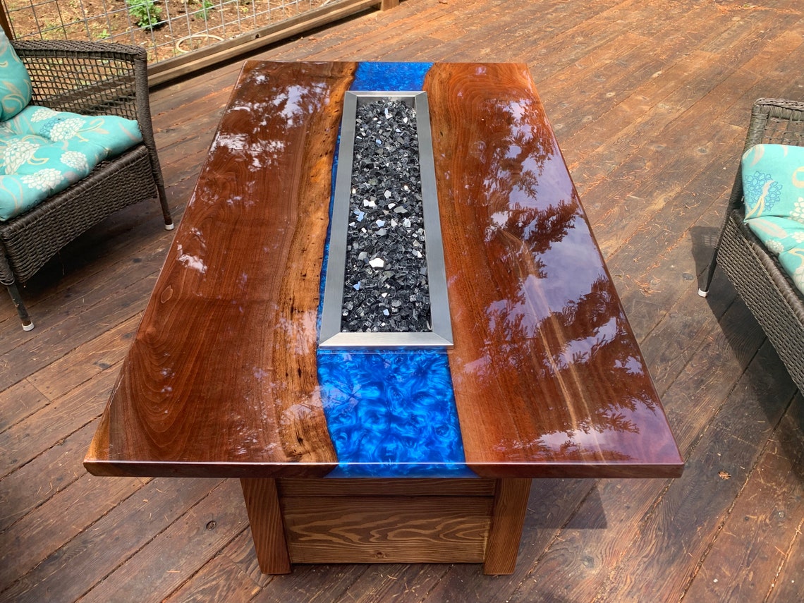 Epoxy River Propane Fire Pit Table Etsy