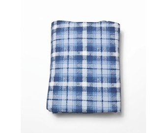 Vintage Ralph Lauren Queen-Bettlaken, blau-weiß kariert, aus Flanell und Baumwolle, hergestellt in den USA.
