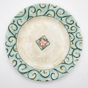Corelle Grüne Spiral-Blumenmedaillon-Teller, 8,5 Zoll, 8er-Set, Vitrelle