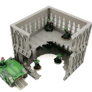 Ruined Gothic Tower 28mm 30mm Wargaming Terrain, Stackable Two Story 3D Printed Building image 1