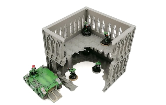 Ruined Gothic Tower: 28mm Wargaming Terrain, Stackable Two Story 3D Printed Building