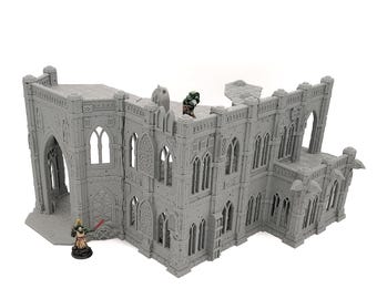 Gothic Scifi Large Damaged Building Set 28mm 30mm Tabletop Wargaming Terrain 3D Printed