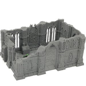 Piccola casa in rovina in stile fantascientifico gotico, 28 mm, terreno da gioco da tavolo stampato in 3D