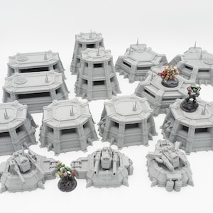 Grimdark Pillbox Bundles Terrain 28 mm Tabletop Wargaming 3D Gedruckt